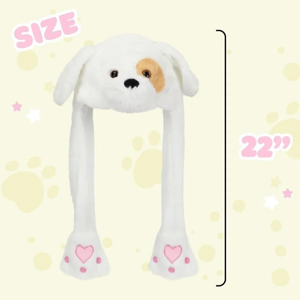 Kids Puppy Animal Hat with Ears Moving Jumping Pop Up Beating Plush Holiday
